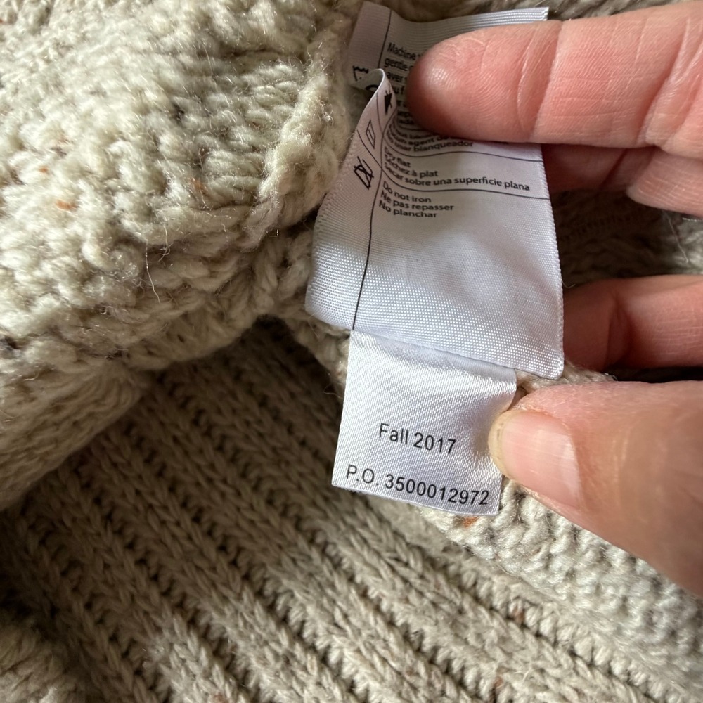 Carhartt Oatmeal Cable Knit Sweater Elbow Patches Women's XL Cabincore Gorpcore - Picture 7 of 12